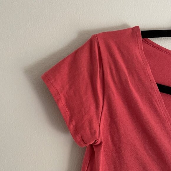 Pacsun Basics Women S Red Casual Short Sleeve V-Neck Surplice Wrap Crop T-Shirt - Picture 4 of 8